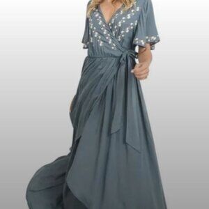 Jodifl Women's Embroidered Boho Maxi Dress Size S Cottagecore Hippie Peasant